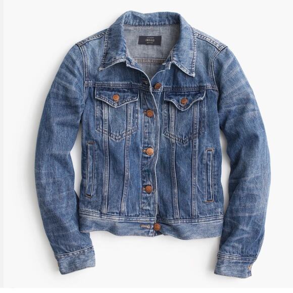 J CREW Classic Denim Jean Jacket Indigo Tyler Blue Wash Trucker Jacket sz XS - Picture 2 of 12